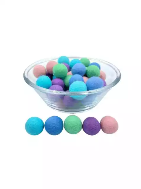 Eco-Friendly Craft Supplies | Wool Felt Balls 2.5 cm (Pastel) - Set of 50