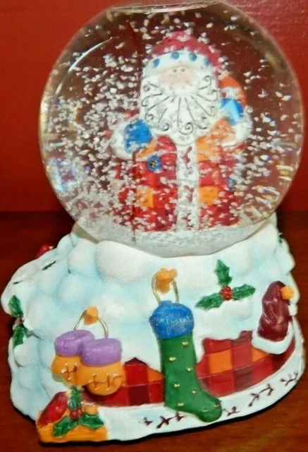 VINTAGE WIND-UP SANTA Snow Globe Musical "We Wish You A Merry Christmas ...