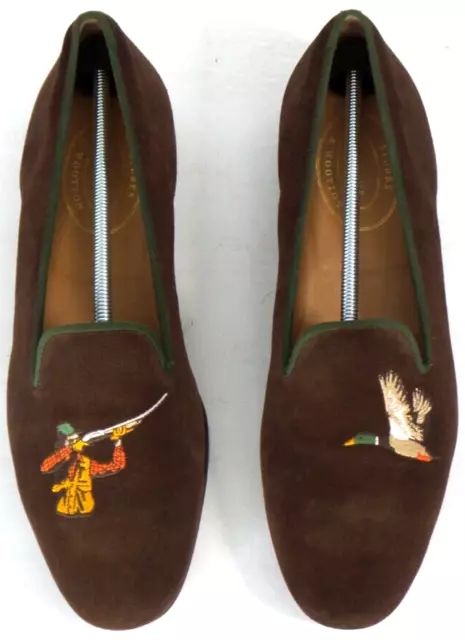 RARE Men's $575 Stubbs & Wootton Suede "DUCK HUNT" Loafers Slippers Shoes 14