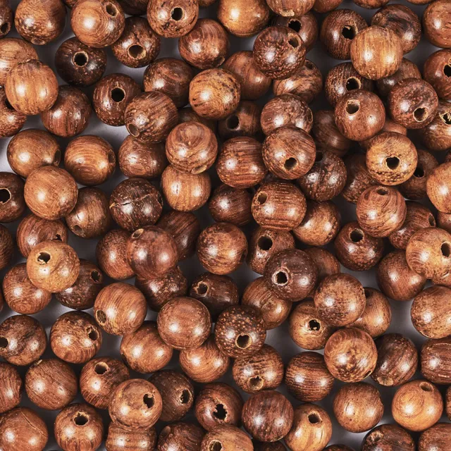 400pcs Sienna Undyed Scentedros Wood Round Beads Waxed Wooden Beads Spacer 6mm