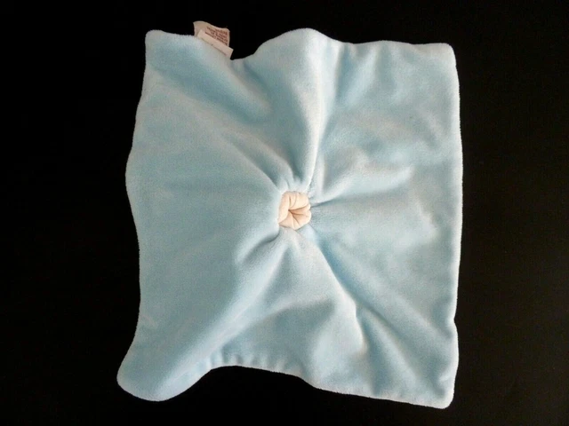 M9 - Doudou Plat Carre Bengy Lapin Bleu Blanc Foulard Etat Neuf* 2