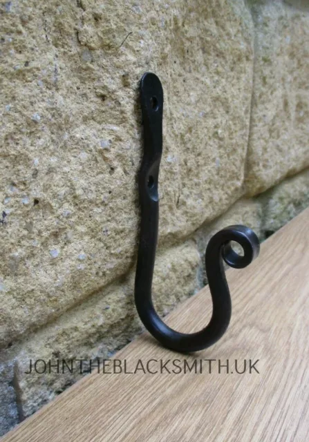 Blacksmith Forged Wrought Iron Classic Wall Hook / Kitchen / Coat Hook UK MADE