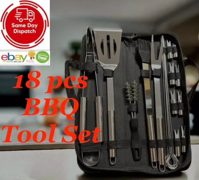 PREMIUM 18 STÜCK BBQ GRILL WERKZEUG SET AUFBEWAHRUNGSTASCHE Grillutensil Edelstahl