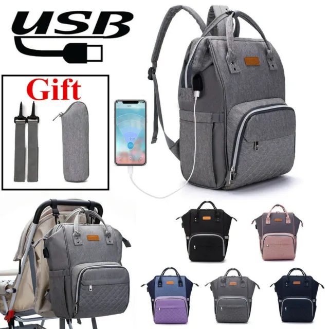 Diaper Bag Backpack Multi-Function Waterproof Baby Outdoor Travel Bags USB 056