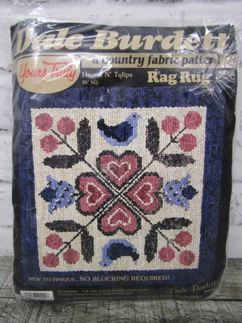 Kit de alfombras cuadradas Dale Burdett Hearts N' Tulipanes 1987 de colección sin abrir nuevo en paquete