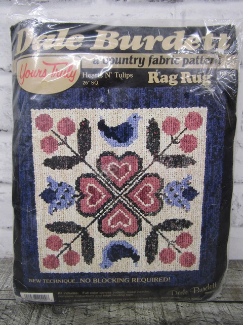 Kit de alfombras cuadradas Dale Burdett Hearts N' Tulipanes 1987 de colección sin abrir nuevo en paquete