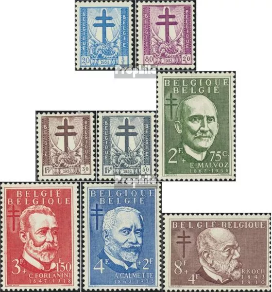 Belgique 979-986 avec charnière 1953 la tuberculose