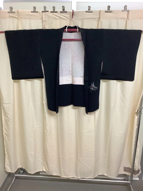 Japanese Vintage Kimono Haori Jacket silk back design through 31.49 inch used