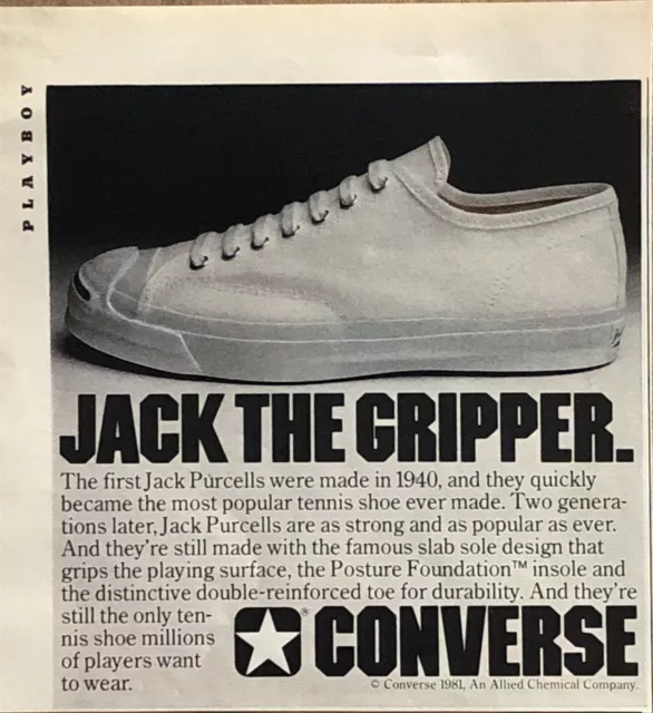 1981 Converse Jack Purcells Shoe VTG 1980s 80s PRINT AD Jack The Gripper 5.5x5.5