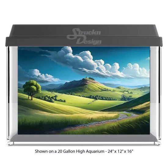 Landscape Fields Clouds  Polyester Fish Tank Glass Backdrop Aquarium Background