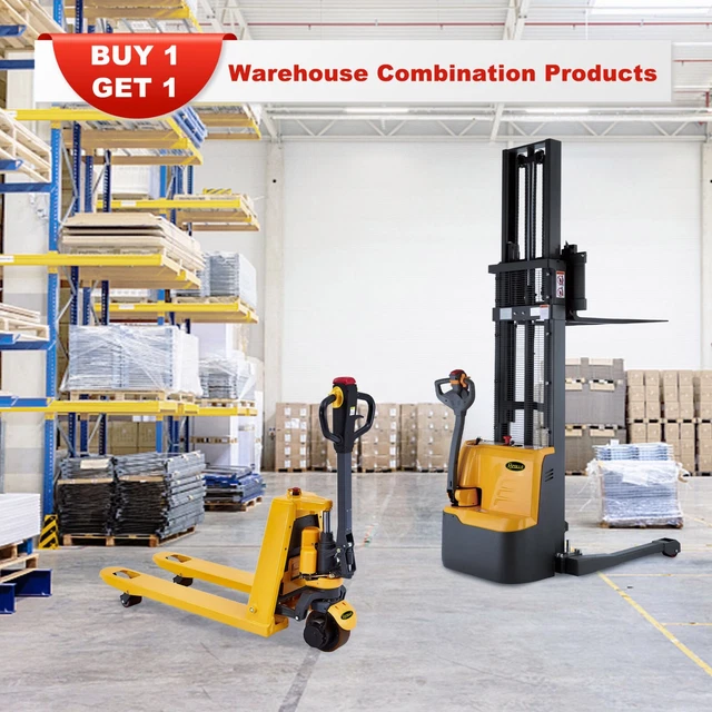 APOLLOLIFT 3300lbs Full Electric Power Pallet Stacker 98" and Pallet Jack Truck
