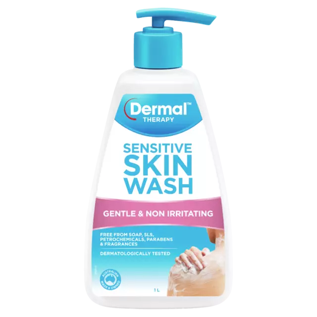 Dermal Therapy Sensitive Skin Wash 1 Litre Pump Gentle & Non Irritating Eczema