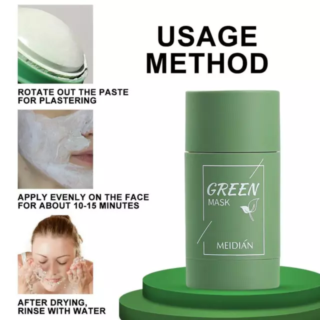 Grüner Tee Reinigung Ton Stick Maske Anti-Akne Porellos Öl Tiefenreinigung L7U5