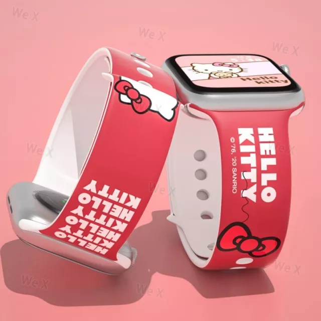 Hello Kitty Silicone Strap for Apple Watch band 44mm 40mm 45mm 41mm 38mm 42mm