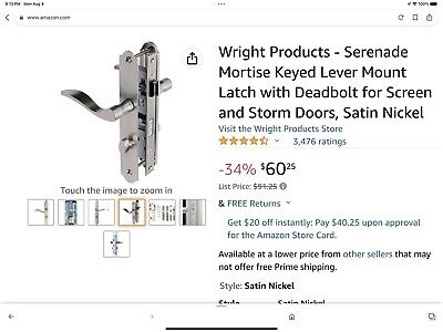 WRIGHT Storm Door Keyed Locking Adjustable Mortise Lever