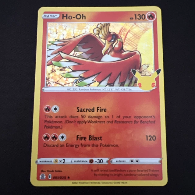 Pokemon Celebrations Collection Pokemon Ho-Oh 001/025 Holo Rare Card -  Celebrations 25th Anniversary Classic Collection, Near Mint Condition Ho Oh  001 025