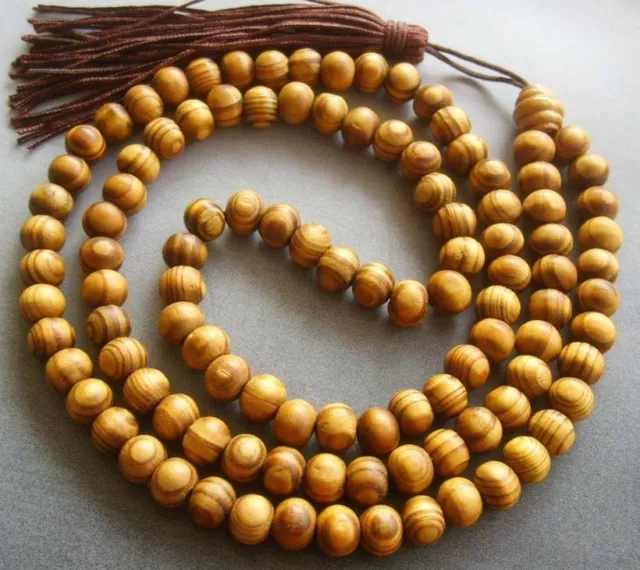 108 Wood Prayer Beads Tibet Buddhist Mala Necklace