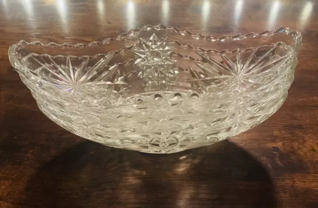 🍌Set Of 4 Vintage Textured Clear Glass Banana Split Ice Cream Boat Bowls