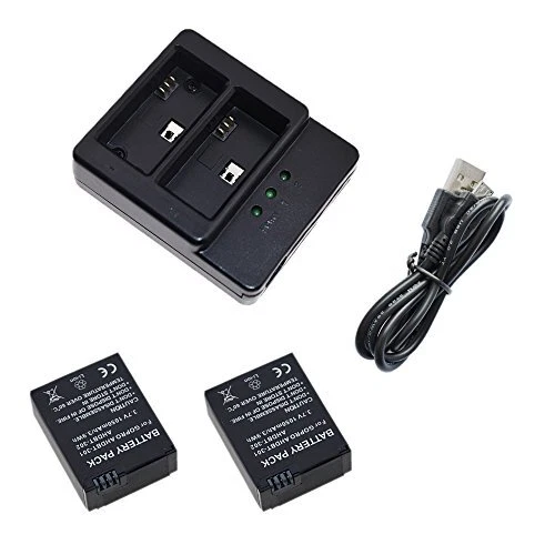 Suptig Batterie (Lot de 2) et Chargeur Daul pour GoPro HERO3/Gopro HERO3+ et Gop