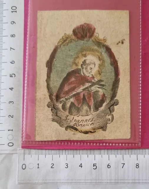 6010 - Antico Santino Holy Card San Giovanni Nepomuceno Originale