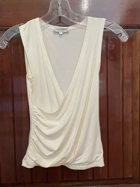 Giorgio Armani Le Collezioni Top Womens 4 Off White Sleeveless Blouse