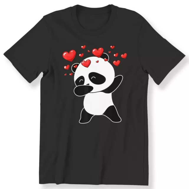 Happy Valentine's Day Cute Panda Men's Ladies  T-shirt Cute Panda 100% Cotton