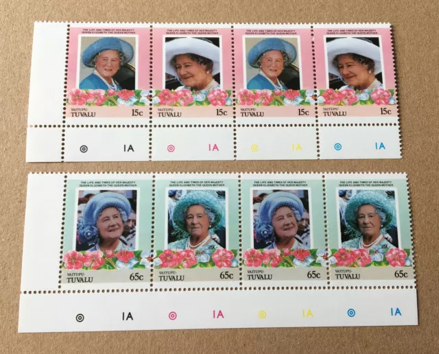 Tuvalu 1985/86 - 8 francobolli in perfette condizioni Regina Madre / 01