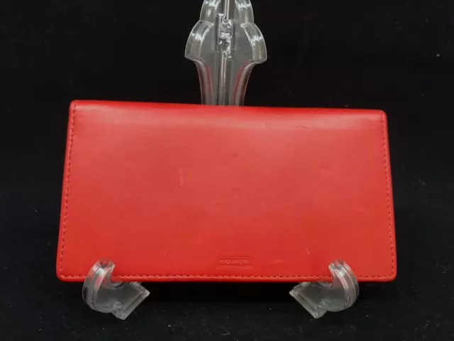 COACH SMOOTH LEATHER checkbook cover holder wallet red $6.00 - PicClick