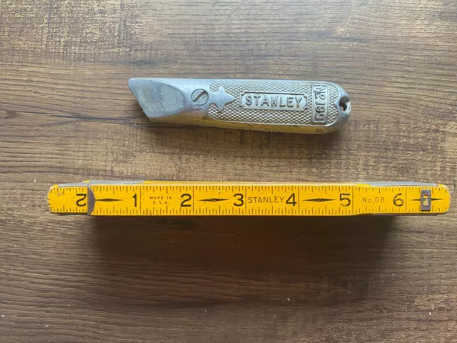 Stanley Aluminum Fixed Box Cutter Utility Knife No. 199 w/Stanley No 8 Ruler