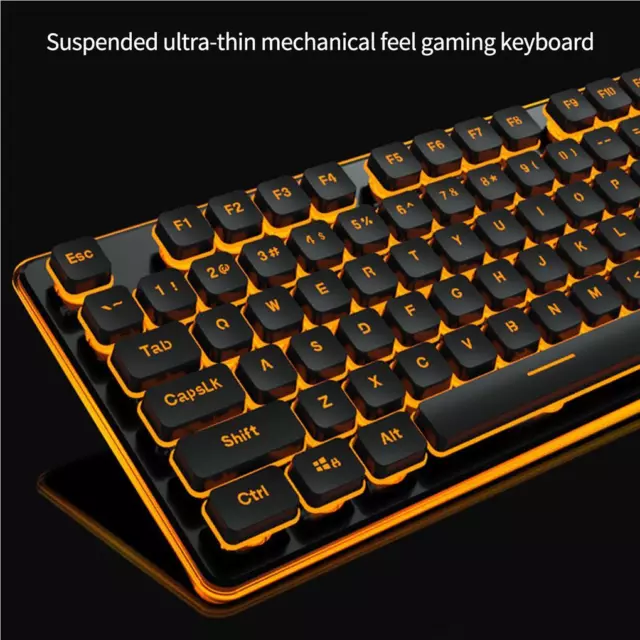 USB Wired Keyboard Waterproof Silent Mechanical 104 Keys Luminous Keypads