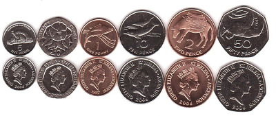 St. Helena - set 6 coins 1 2 5 10 20 50 Pence 1997 - 2006 aUNC / UNC Lemberg-Zp