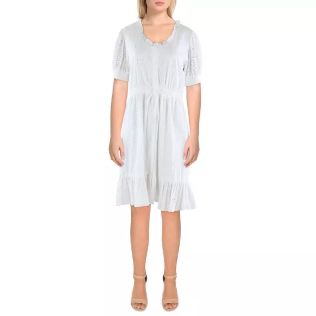 Nanette Nanette Lepore Womens White Cotton Above Knee Shirtdress 14 BHFO 5677