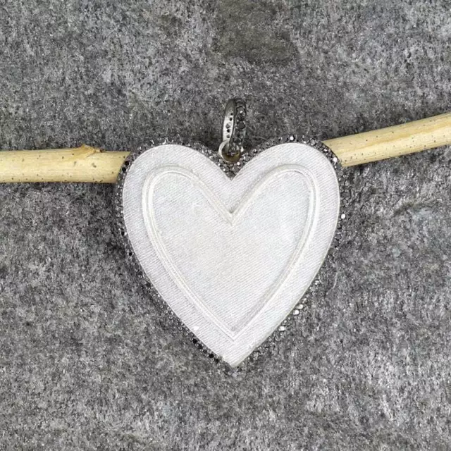 Love heart Pendent Natural Pave Diamond 925 Sterling Silver fine Gift Jewelry 2