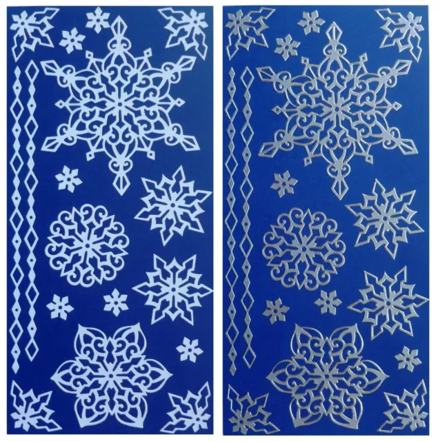 LARGE SNOWFLAKES Peel Off Stickers Borders Christmas Winter White Silver Frozen