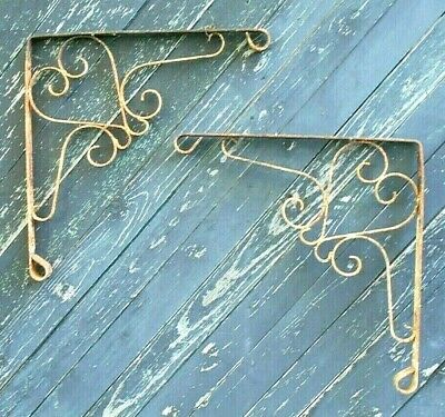 VINTAGE PAIR OF EARLY 20th CENTURY HEART SHAPED WROUGHT IRON BRACKETS