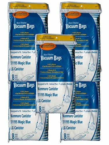 40 Kenmore Type M Sears 51195 Magic Blue LG Vacuum Bags, Ultracare, Canister Vac