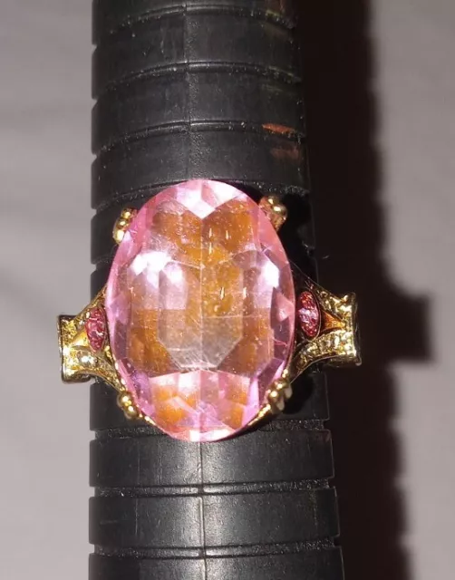 Elegant Large Pink Stone Ring, Size 11