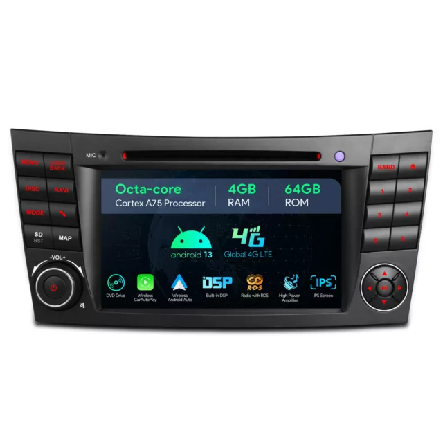 XTRONS 7" Android 13 Autoradio 8Kern 4G GPS Navi DVD für Mercedes-Benz W211 W219