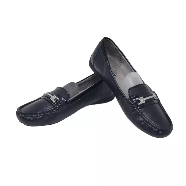 Life Stride 8 M Womens Velocity Loafer Black Comfort Slip On Shoe Silver Buckle