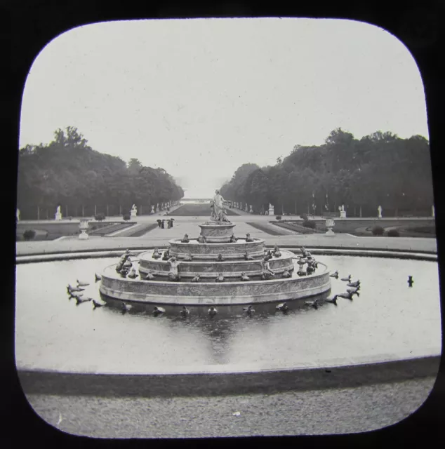 Glass Magic lantern slide VERSAILLES - VIEW OF GARDENS C1890 FRANCE