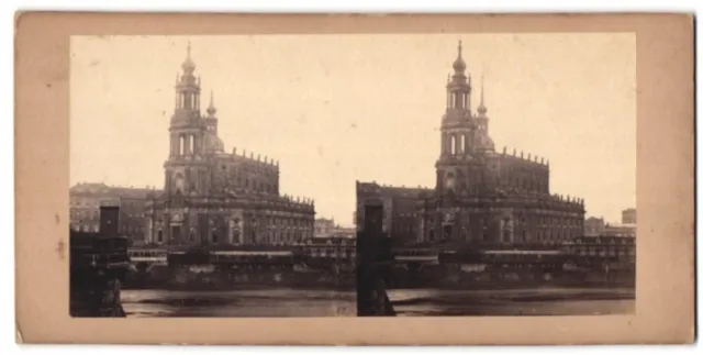 Stereo-Fotografie unbekannter Fotograf, Ansicht Dresden, katholische Kirche von