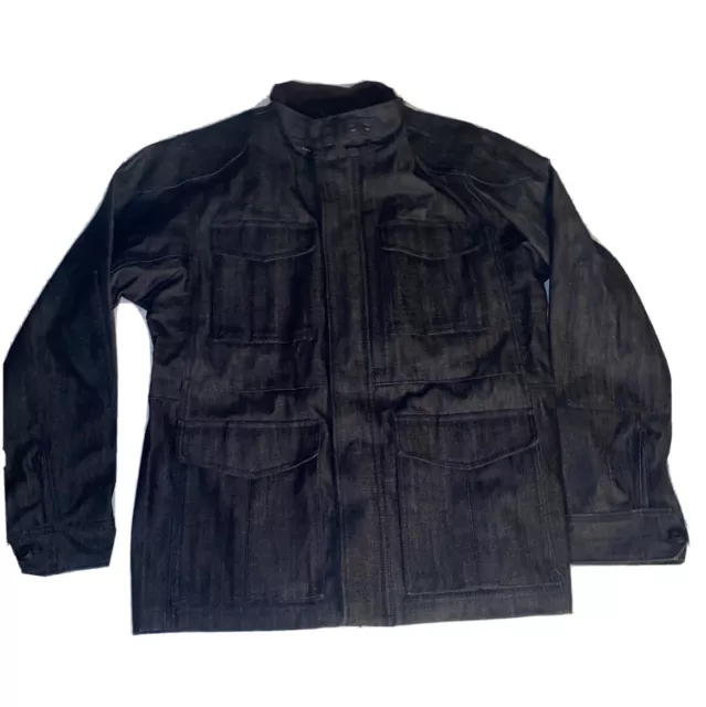Gap Indigio Blue Denim Military Flannel Lined Heavyweight Jacket Size Large
