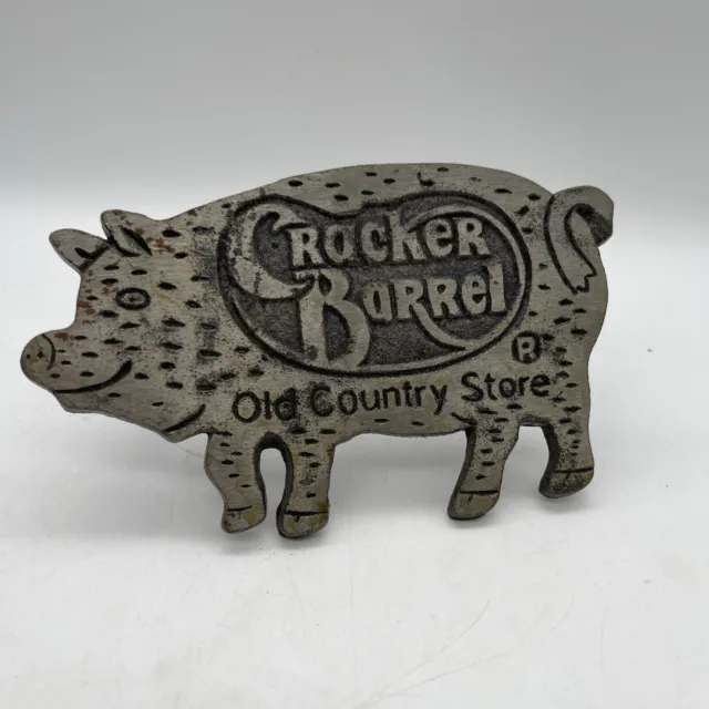 Vintage, Cracker Barrel Country Store Cast Iron Pig  "Bacon Press" wood handle