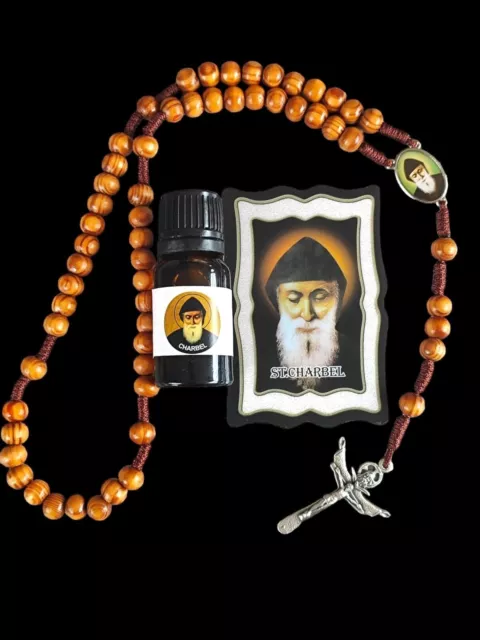 St. Charbel  ROSARY HOLY SPIRIT  Charbel  holy OIL Olive Wood  Catholic Gift