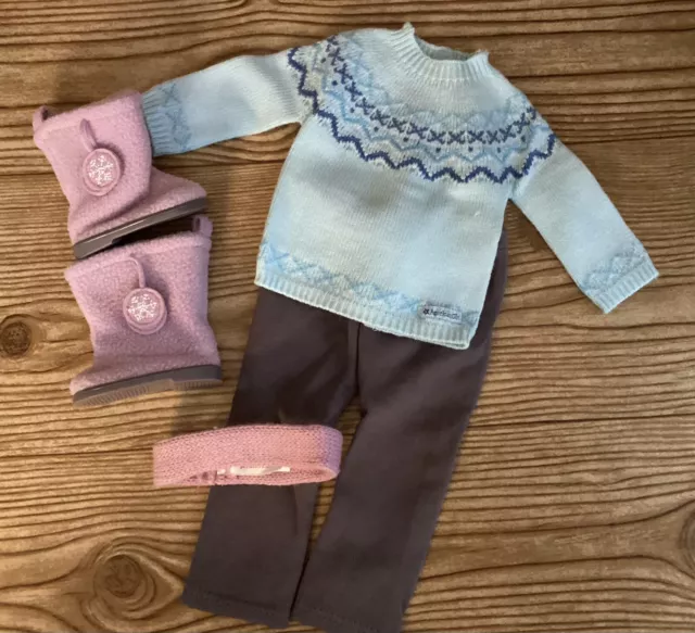 American Girl 18” Doll Brand Fair Isle Sweater Set With Boots