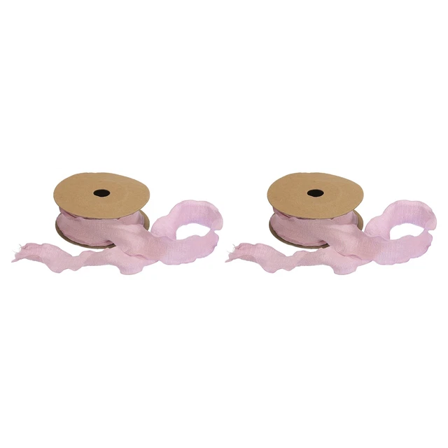 2 piezas cinta de 1,5 pulgadas 10 yardas satinada doble borde volante rosa claro color sólido