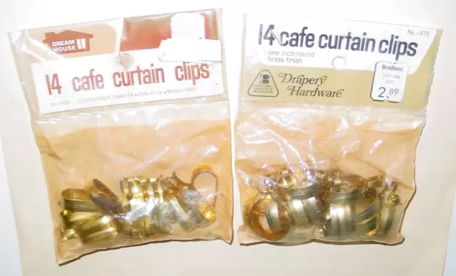 28 Vintage Cafe Curtain Clip Rings Drapery Mixed Lot Oblong Round Oval USA NOS