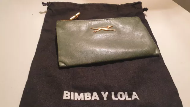 BIMBA Y cartera monedero en piel verde galgo dorado Portemonnaie purse EUR 34,90 - PicClick IT