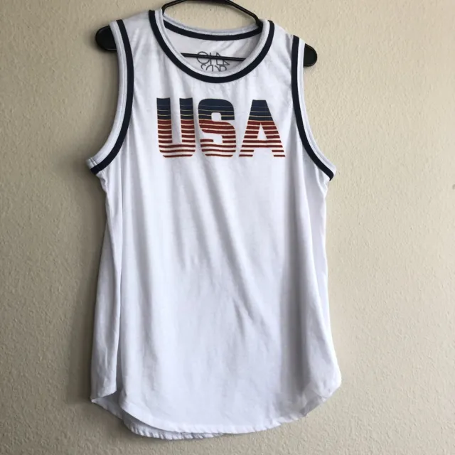 Chaser USA Women’s Patriotic Jersey Muscle Tank Top Red White Blue  Size XL