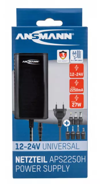 Alimentation universelle ANSMANN régulée et ajustable - APS2250H - 12/24V